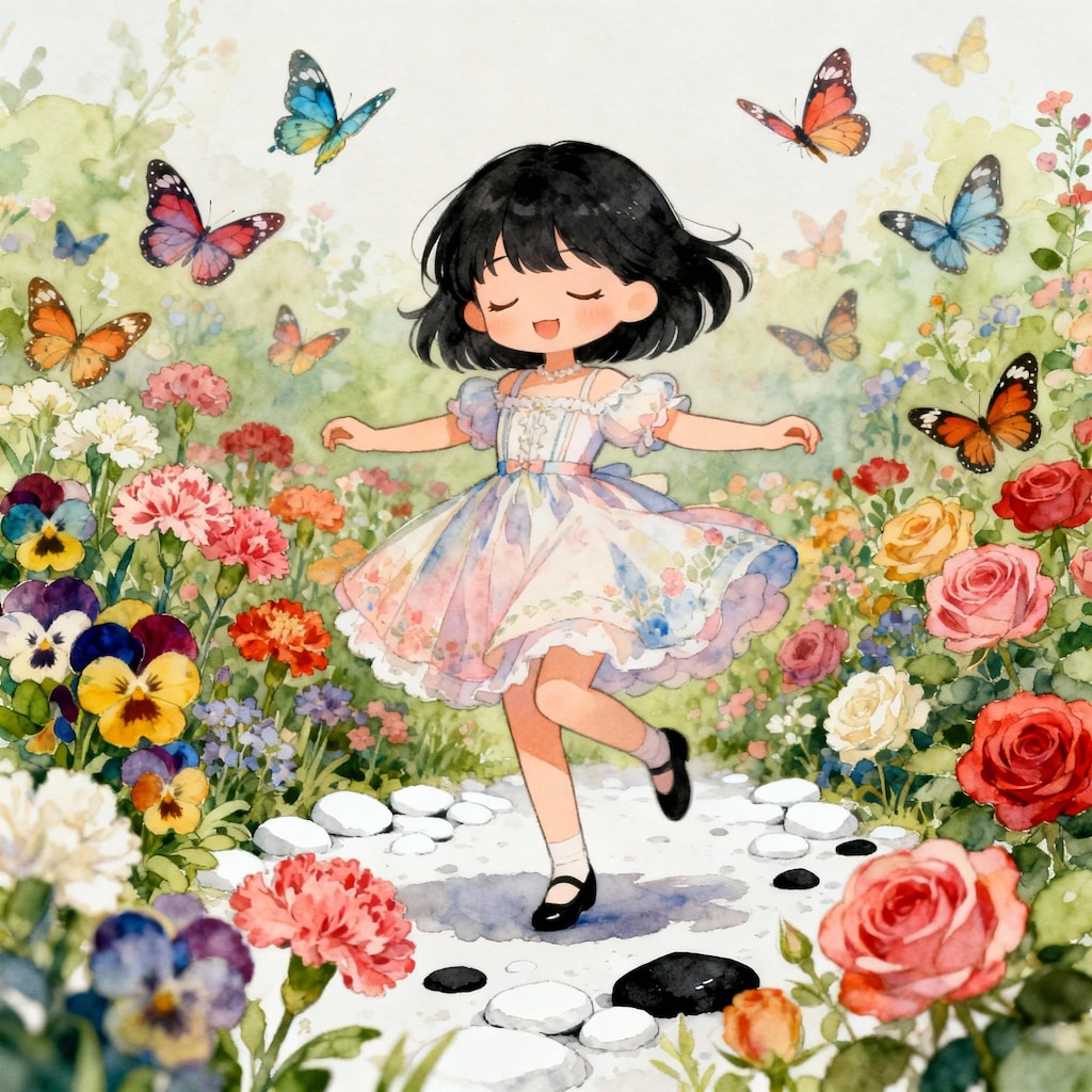 お花畑と黒髪ちゃん