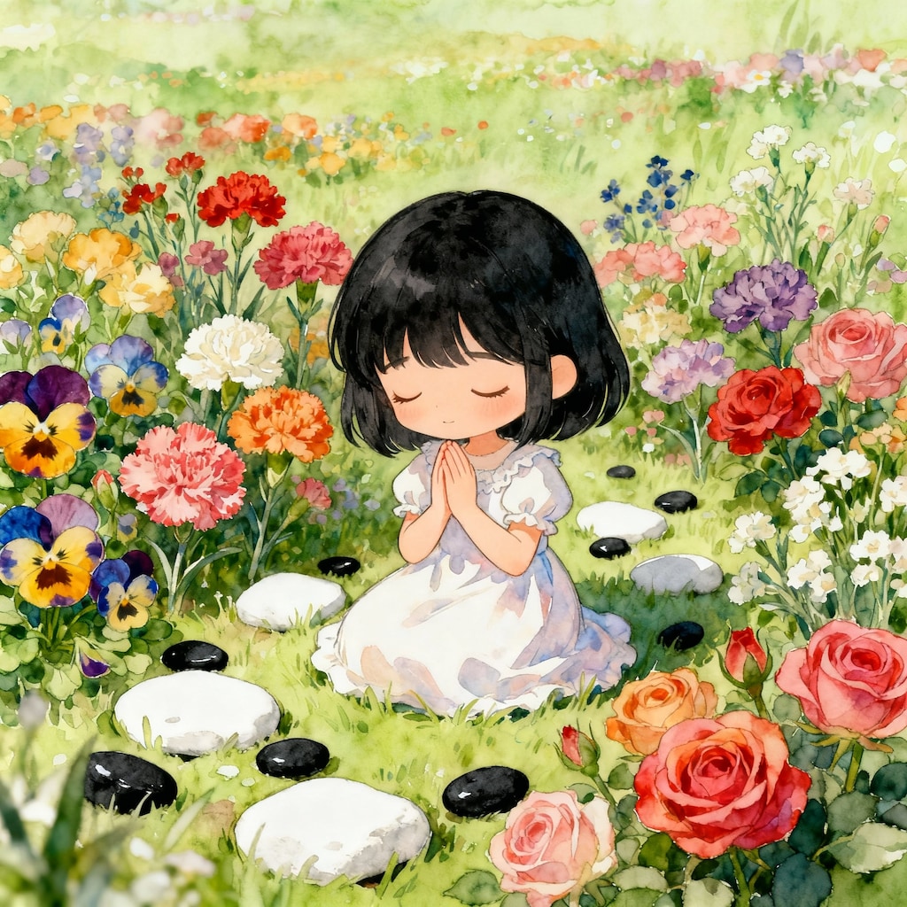 お花畑と黒髪ちゃん