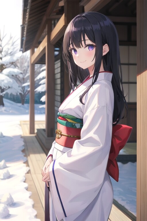 和装女子　雪見