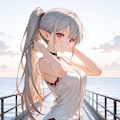 海辺の歩道（髪型３ver）『海に映えるオレ様！』アビゲイル（TS吸血鬼） 3枚目