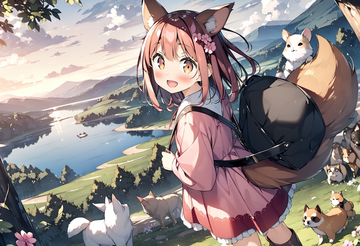 ケモ耳少女と動物たち | の人気AIイラスト・グラビア