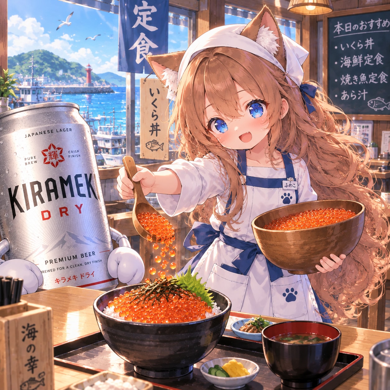 イクラ丼にイクラを盛る小さな女の子 | の人気AIイラスト・グラビア