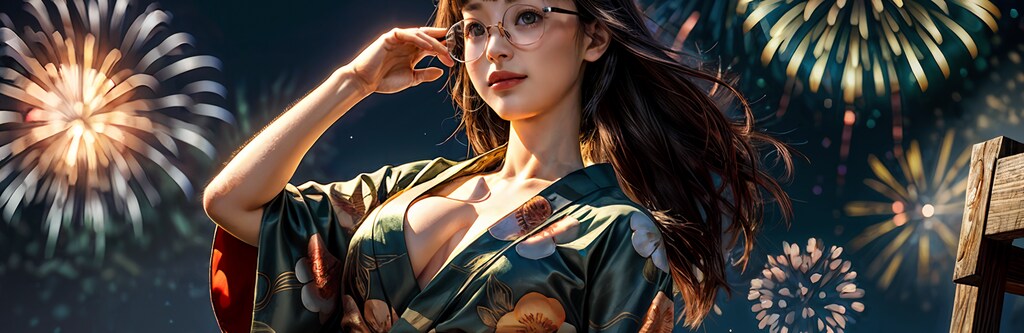 夏の花火祭りと浴衣 おはよう～