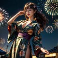 夏の花火祭りと浴衣 おはよう～ 2枚目