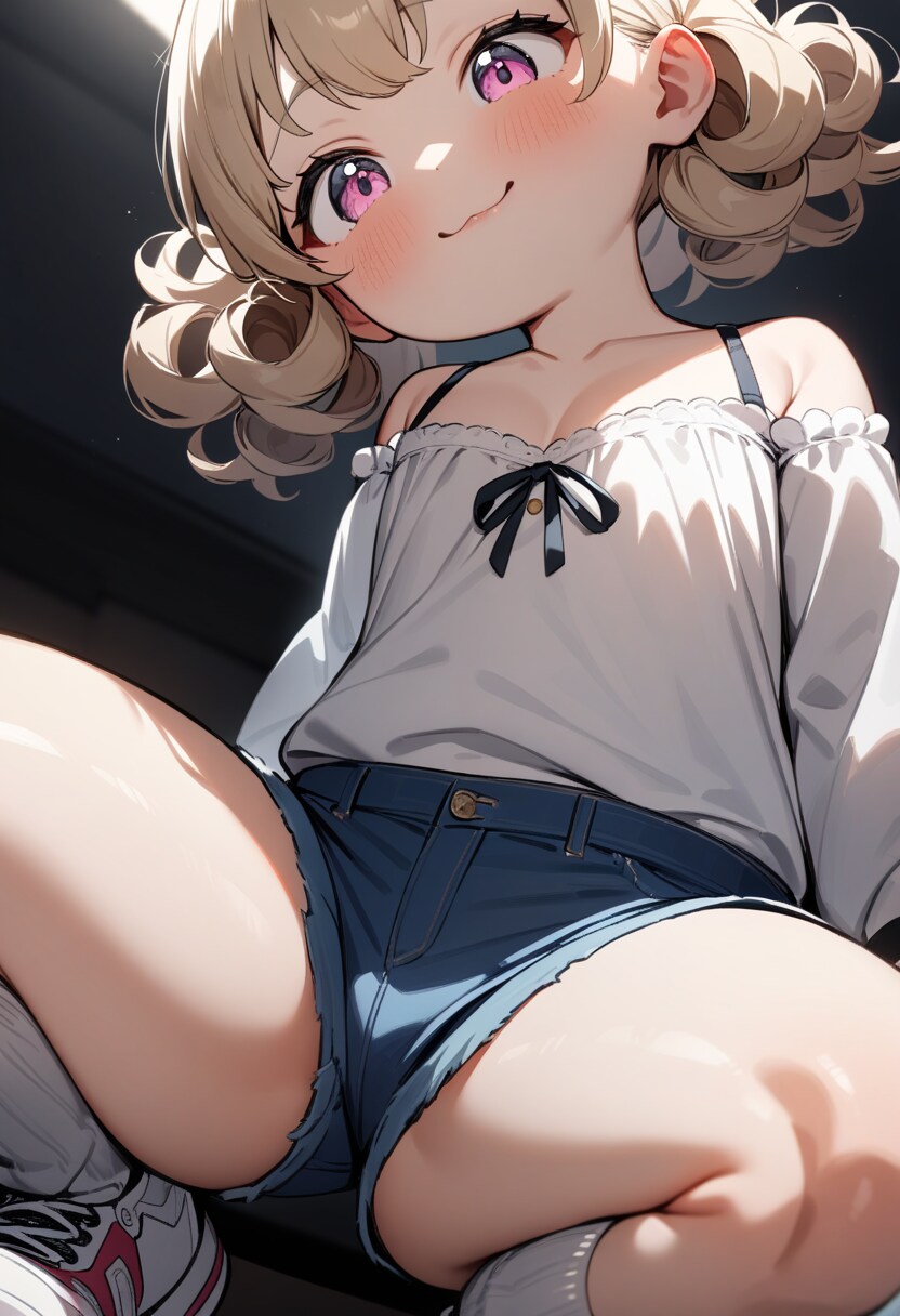 しゃがみこんで見下ろす少女