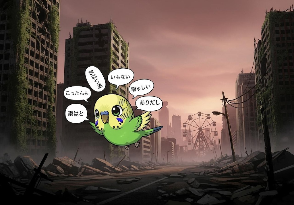 終末の世界でインコさんが何か喋ってる