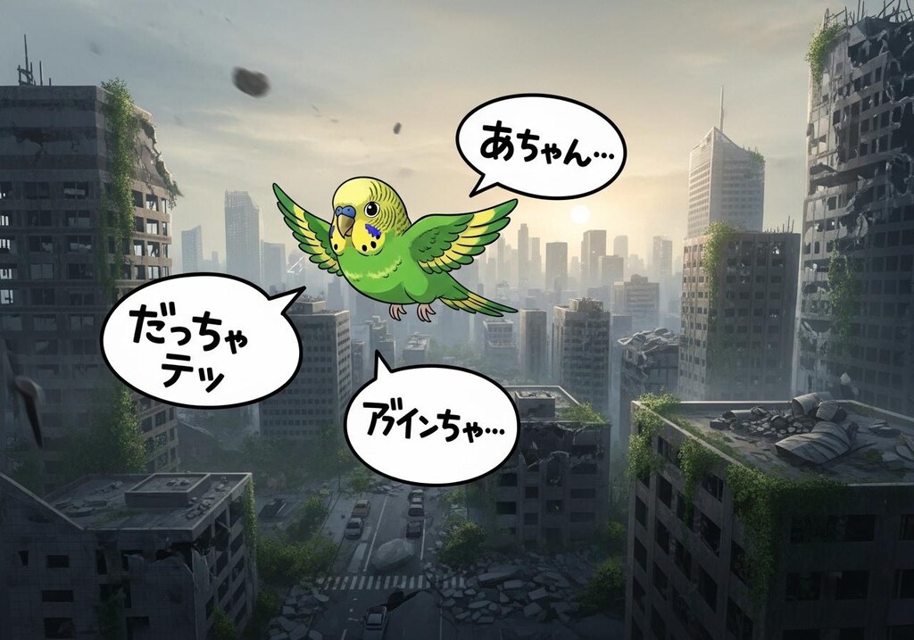 終末の世界でインコさんが何か喋ってる