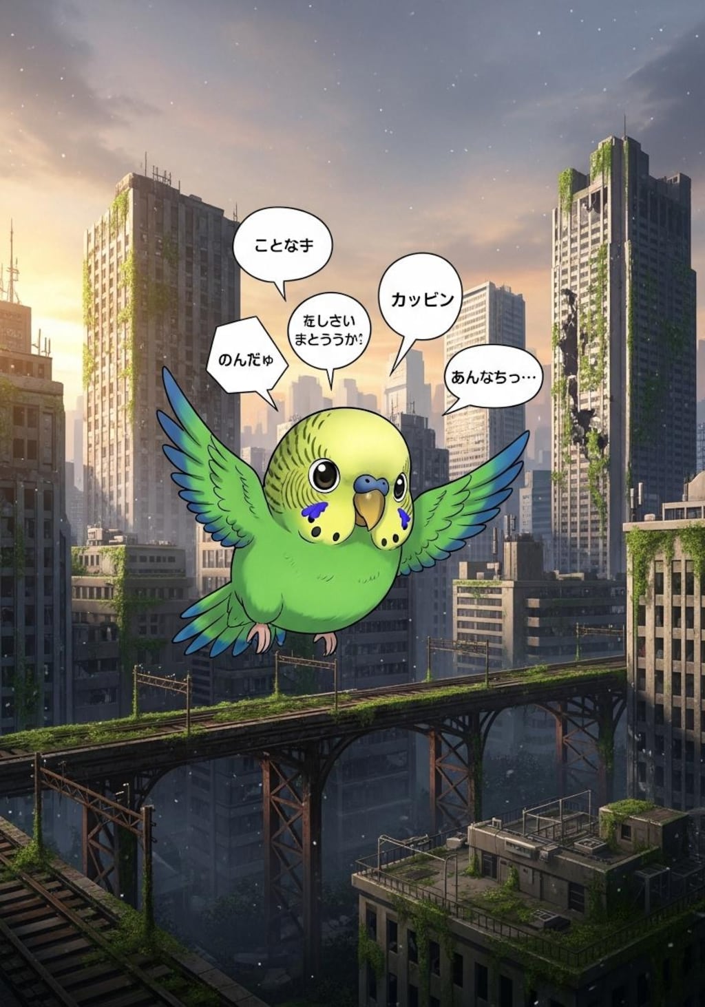 終末の世界でインコさんが何か喋ってる