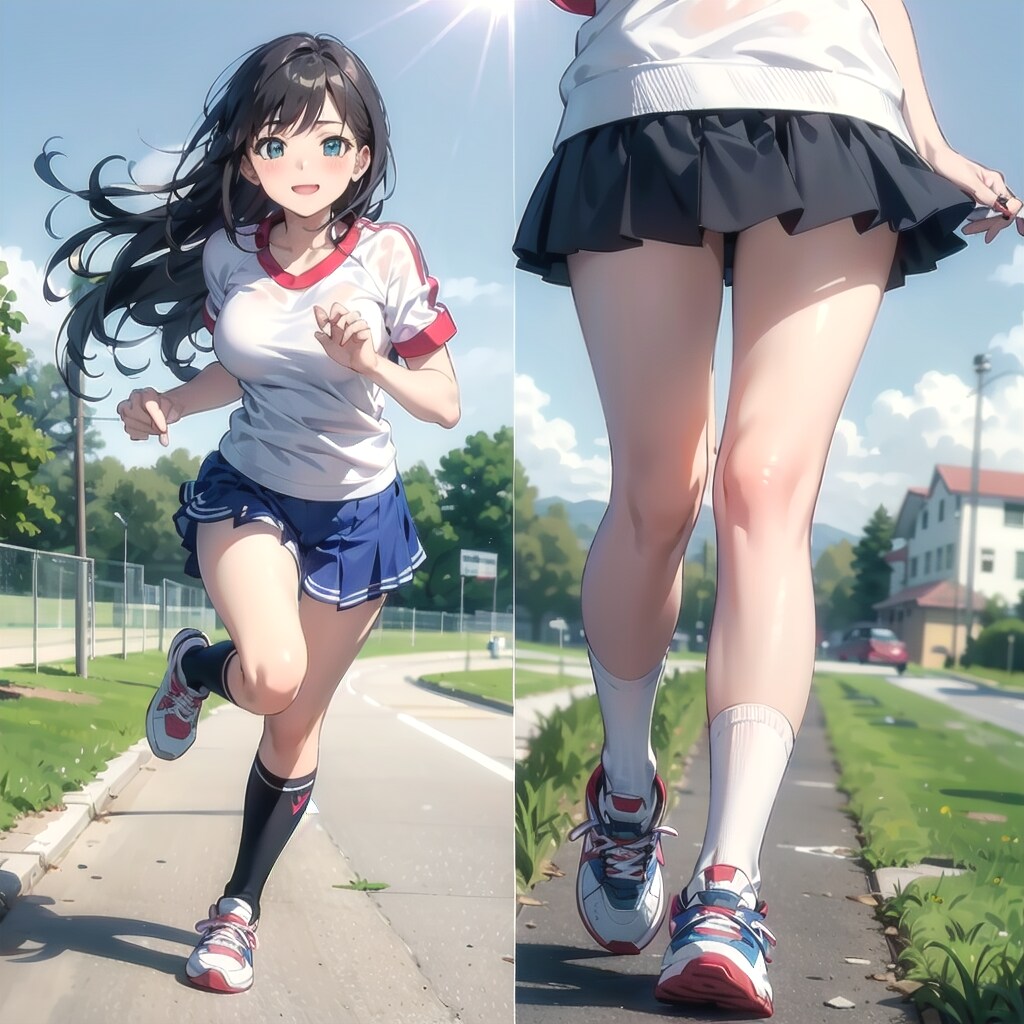 ミニスカートでランニング