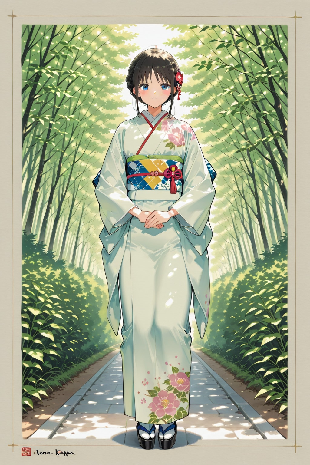 日本画で「遠野の河童」