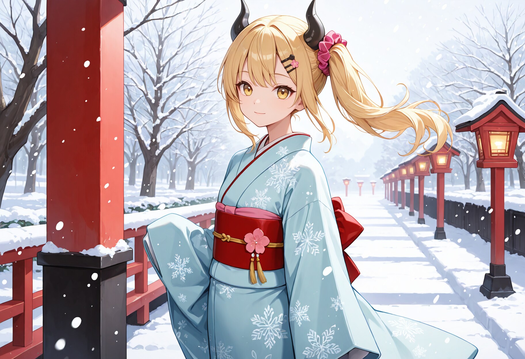 雪と着物と女鬼高生さん