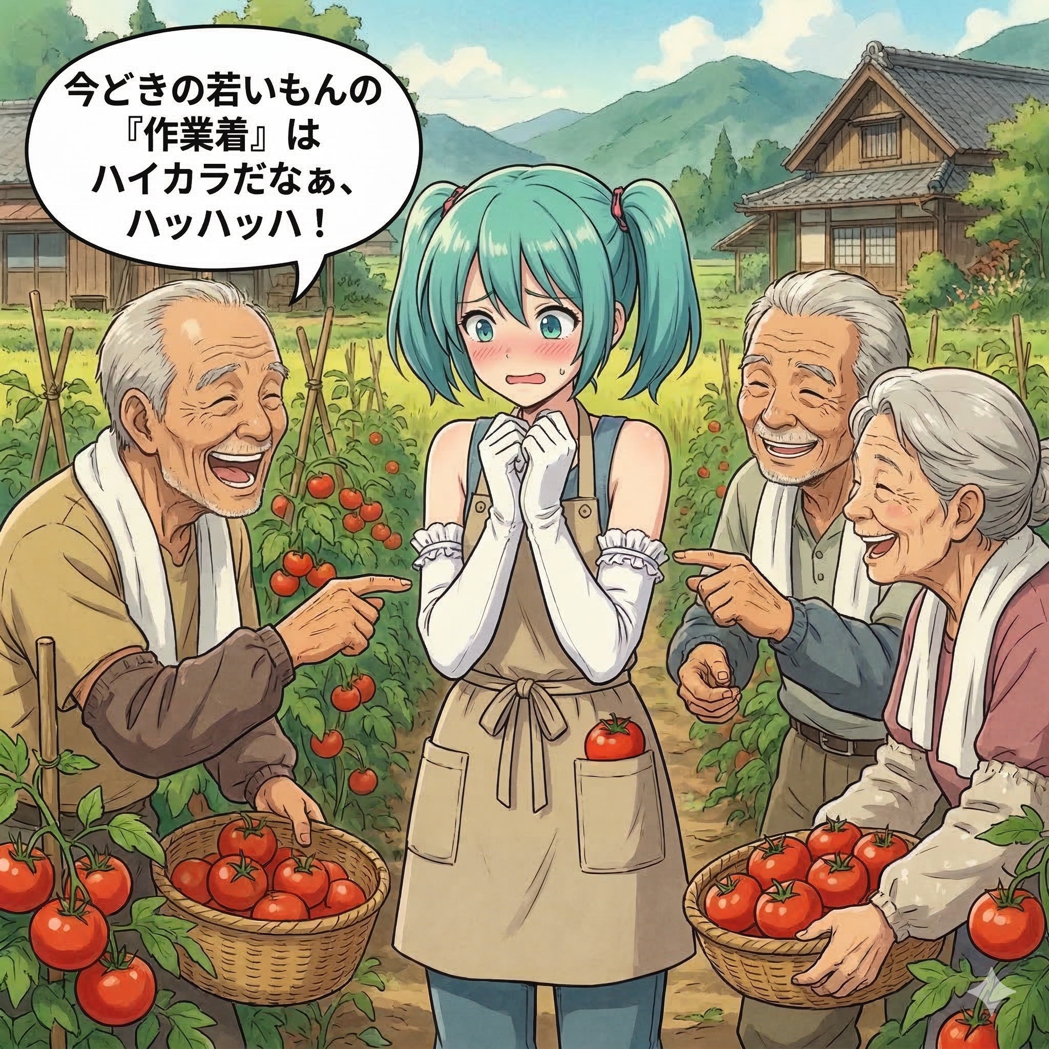 ミクさんトマト収穫作業をお手伝い😁 | の人気AIイラスト・グラビア