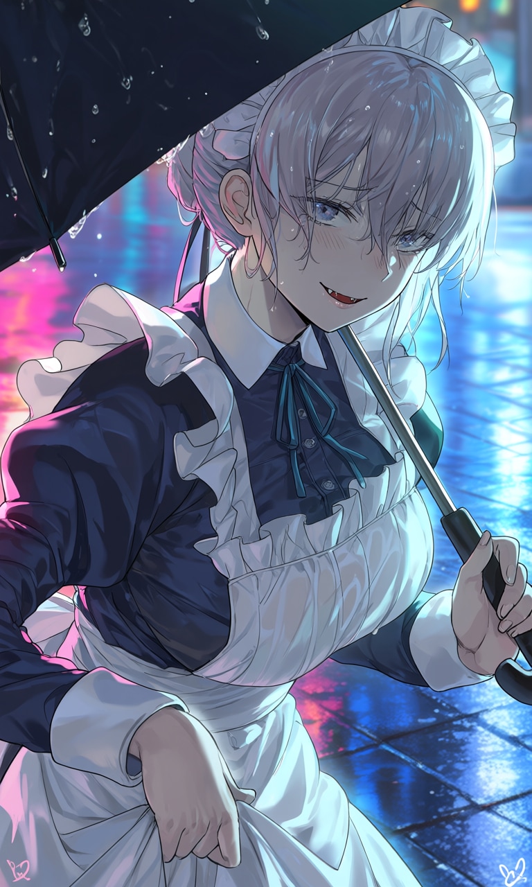黒傘とギザ歯のメイドさん