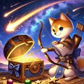 ゲームCG、宝具・流星一条を使用する弓兵柴犬、星空 3枚目