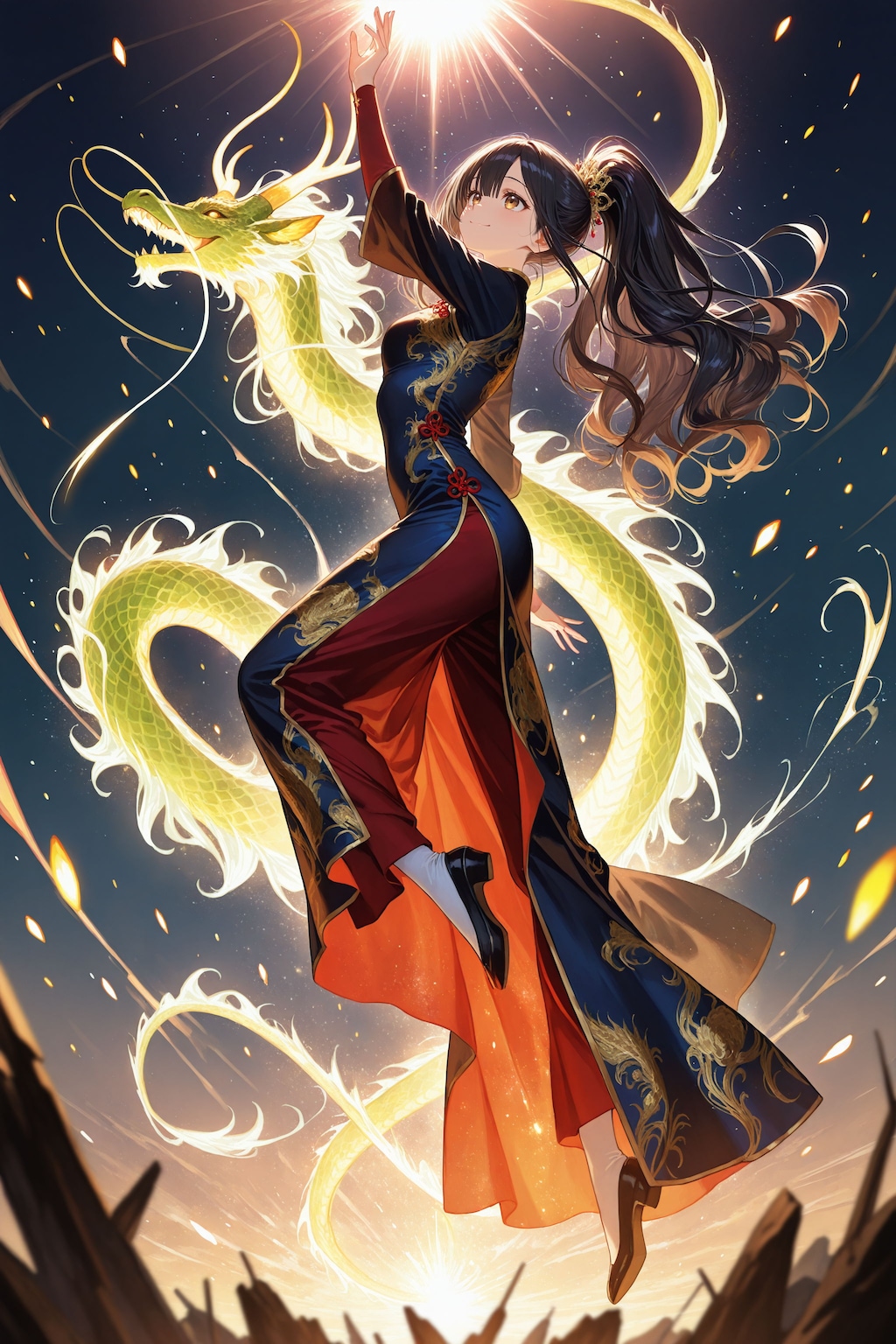 【日本語歌あり　心に灯る炎 Hearts Ablaze】ドラゴン使いの少女（美龍さんと風竜ファフニルさん）