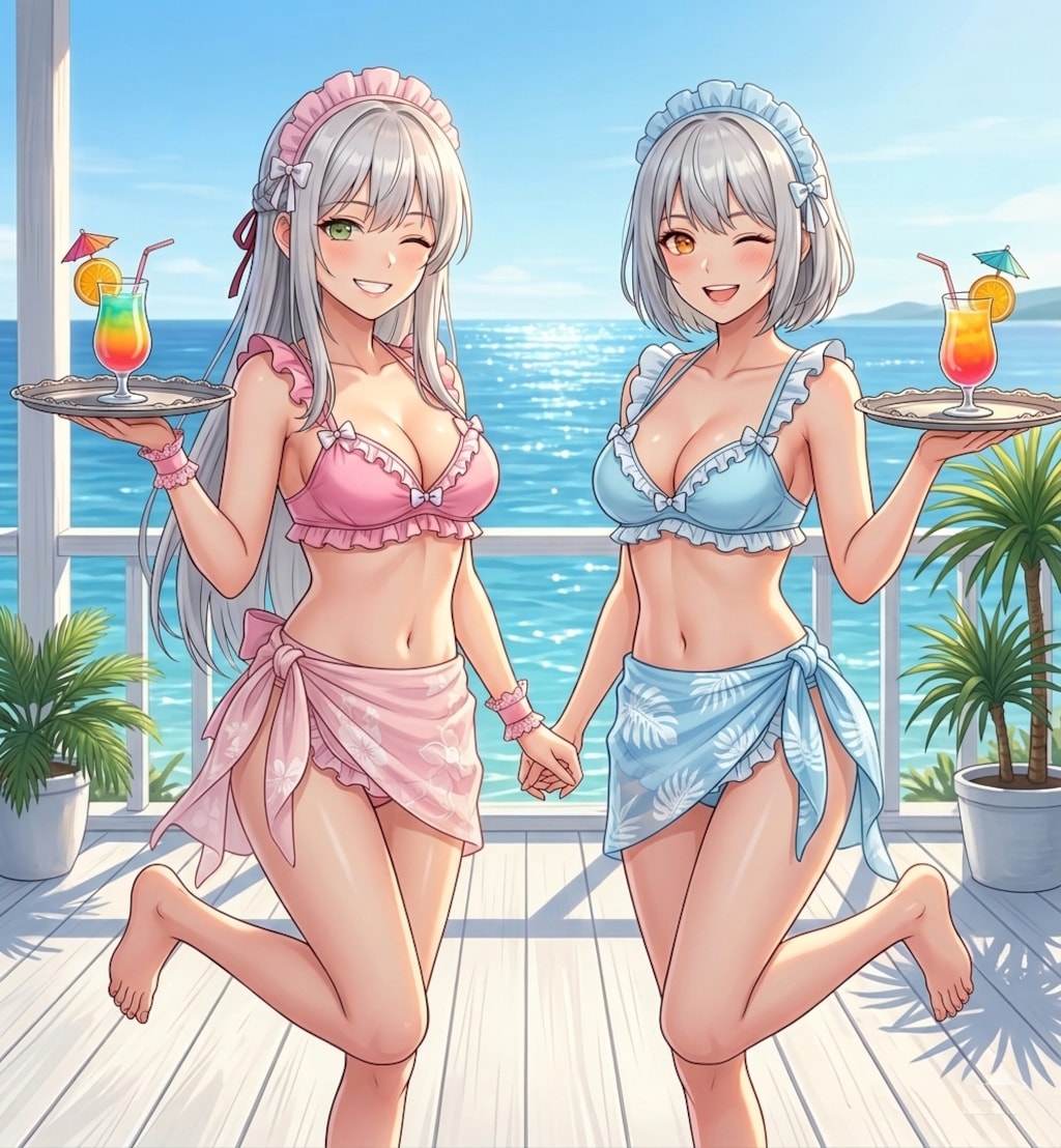 姉妹メイド水着