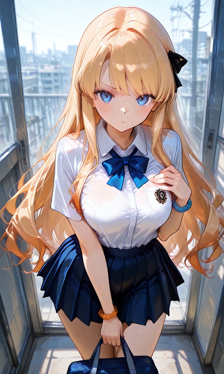 金髪の制服少女 | の人気AIイラスト・グラビア