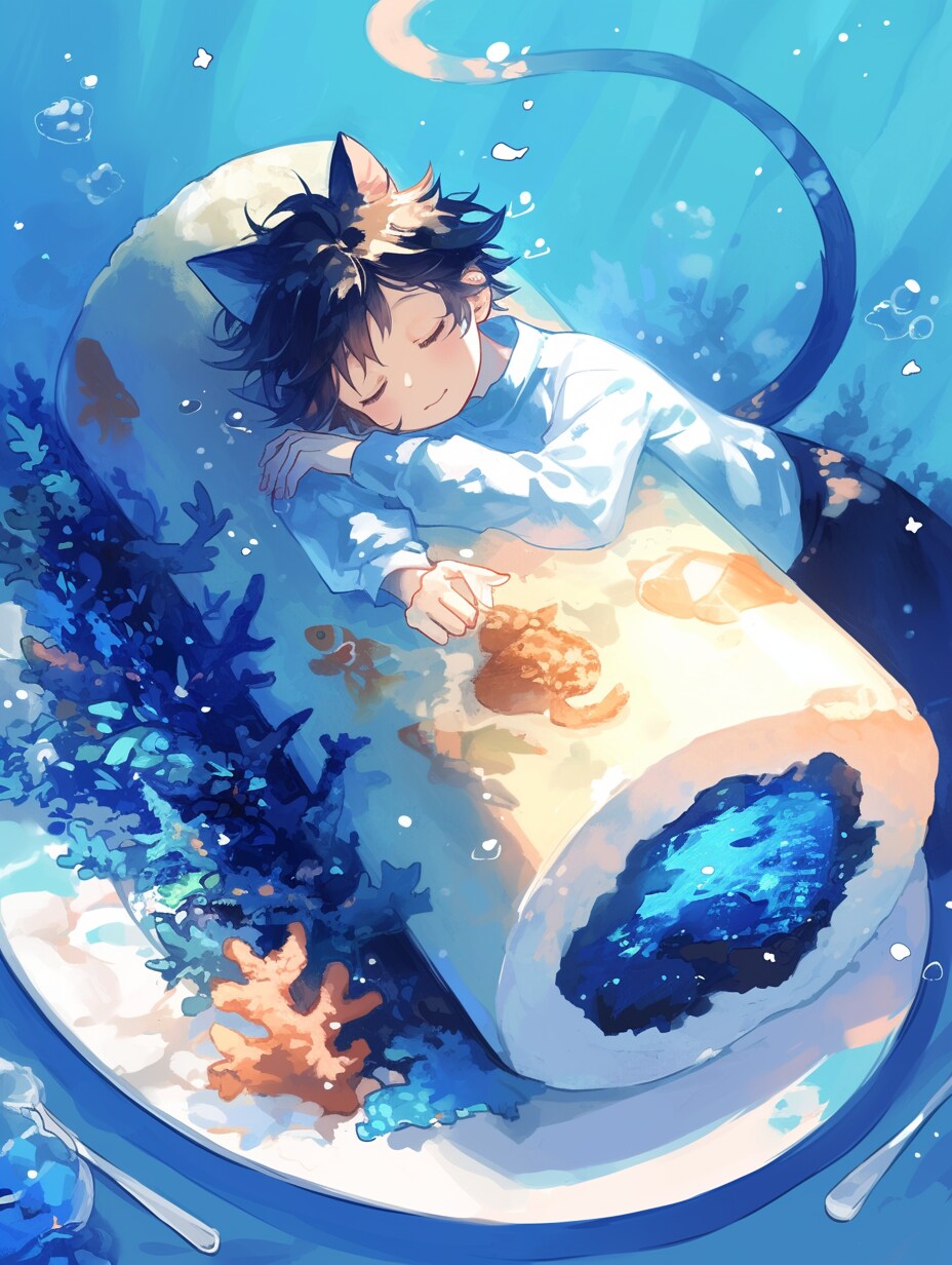 水中のロールケーキ