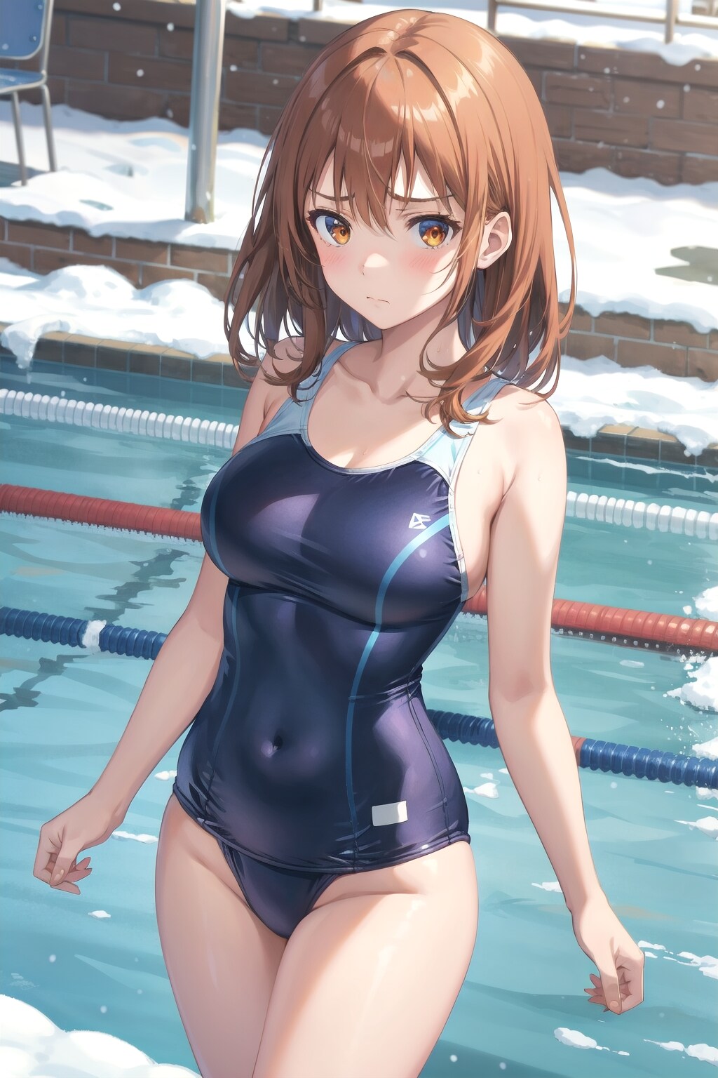 スク水で寒中水泳