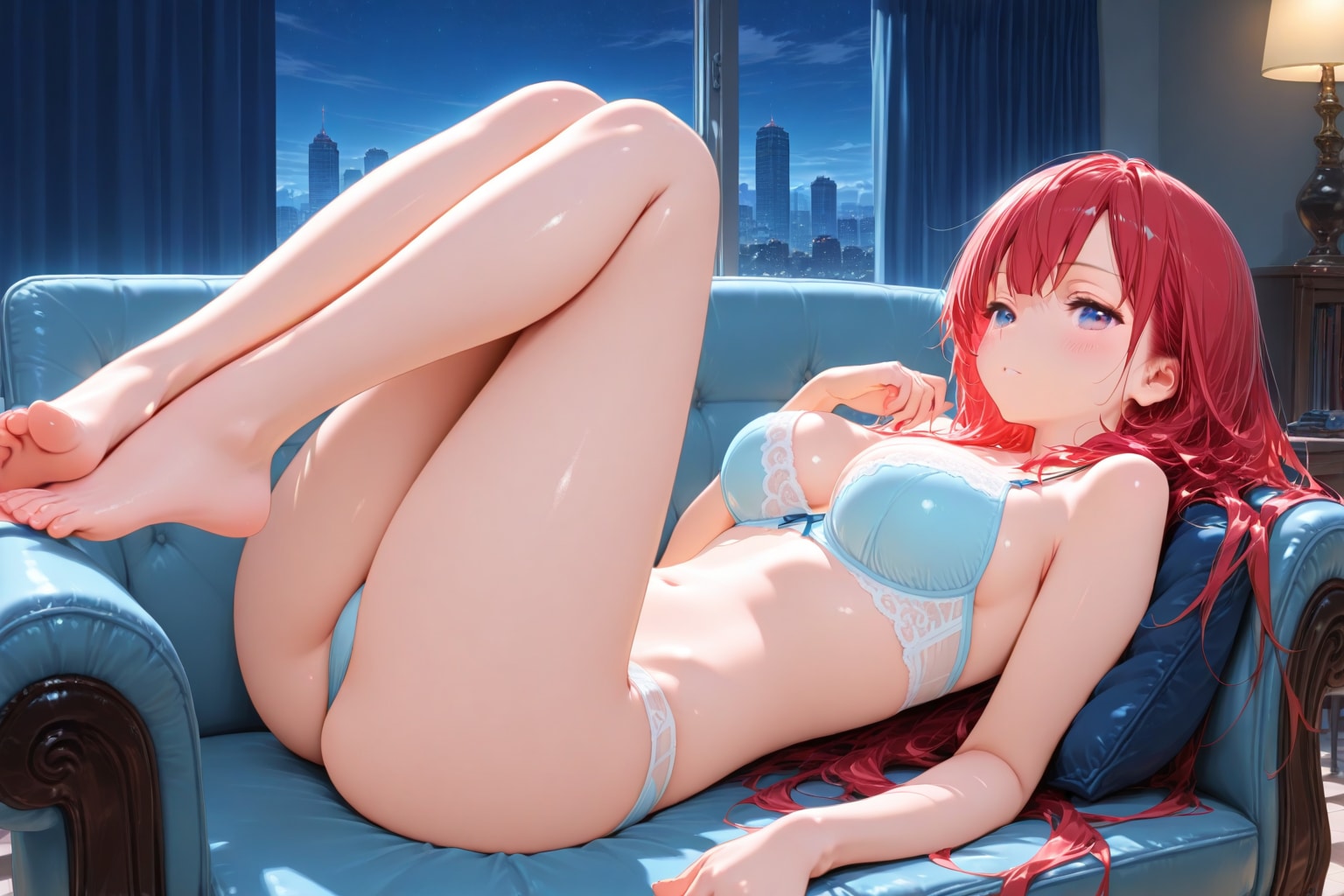 ソファに横たわって