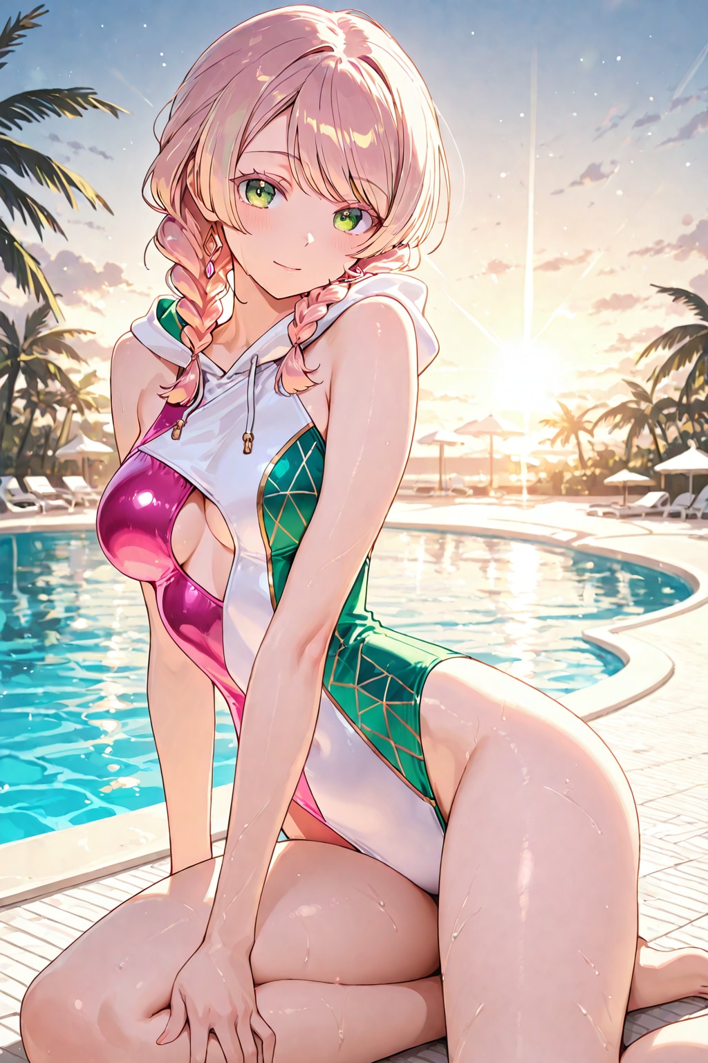 複雑なデザインの水着だね……