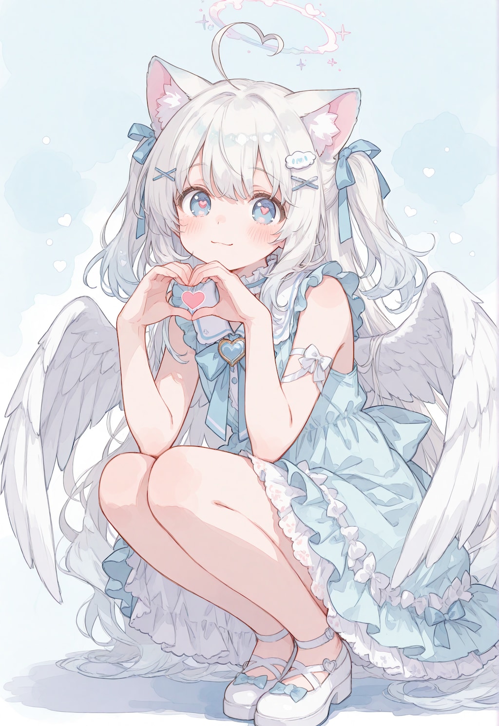 ハート目な猫天使ちゃん❤