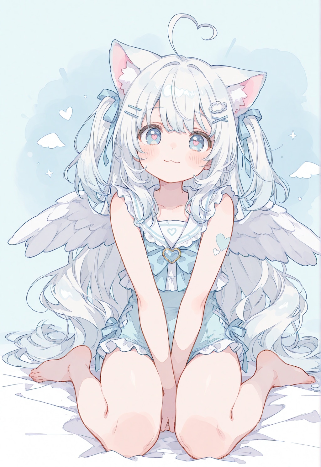 ハート目な猫天使ちゃん❤