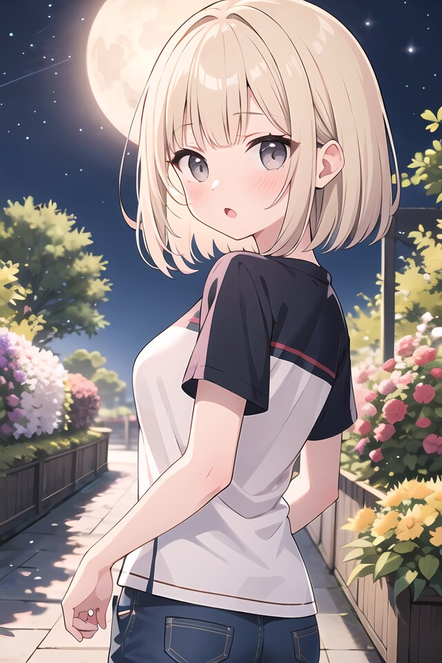 月灯りの下で