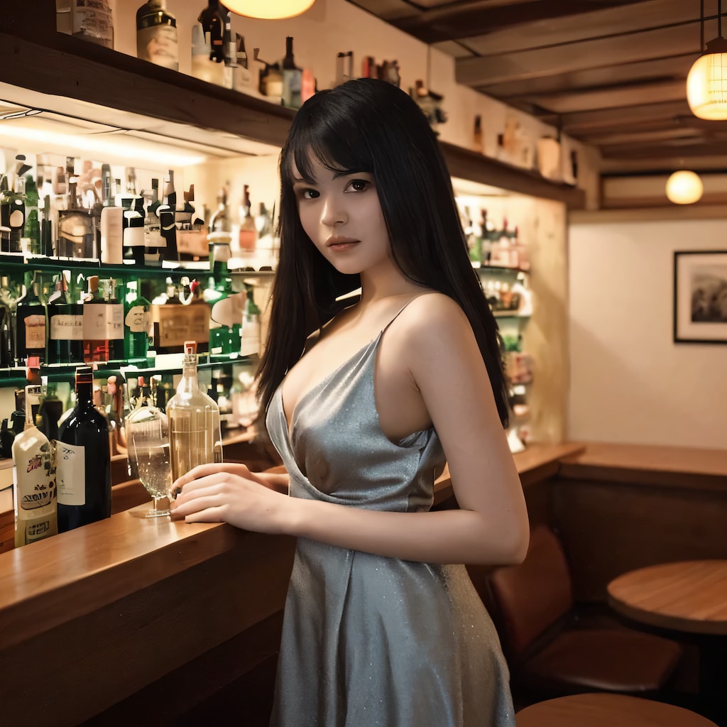 黒髪ロングで酒場の美女４１