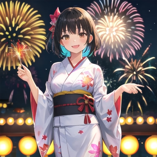 打ち上げ花火と手持ち花火