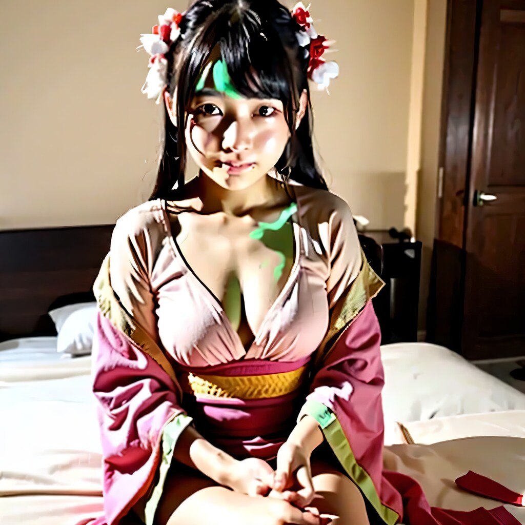 黒髪ロングで着物の美女８２