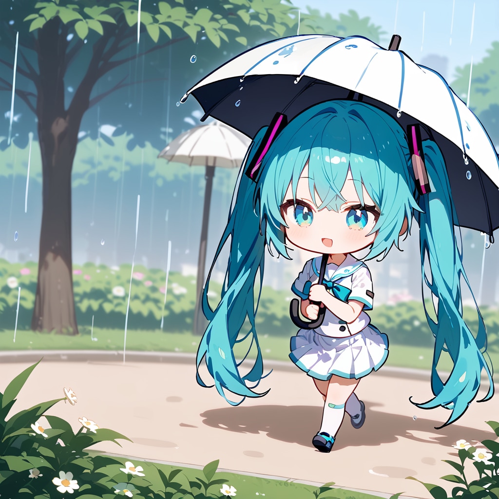 HALO　初音ミク雨の中を歩く