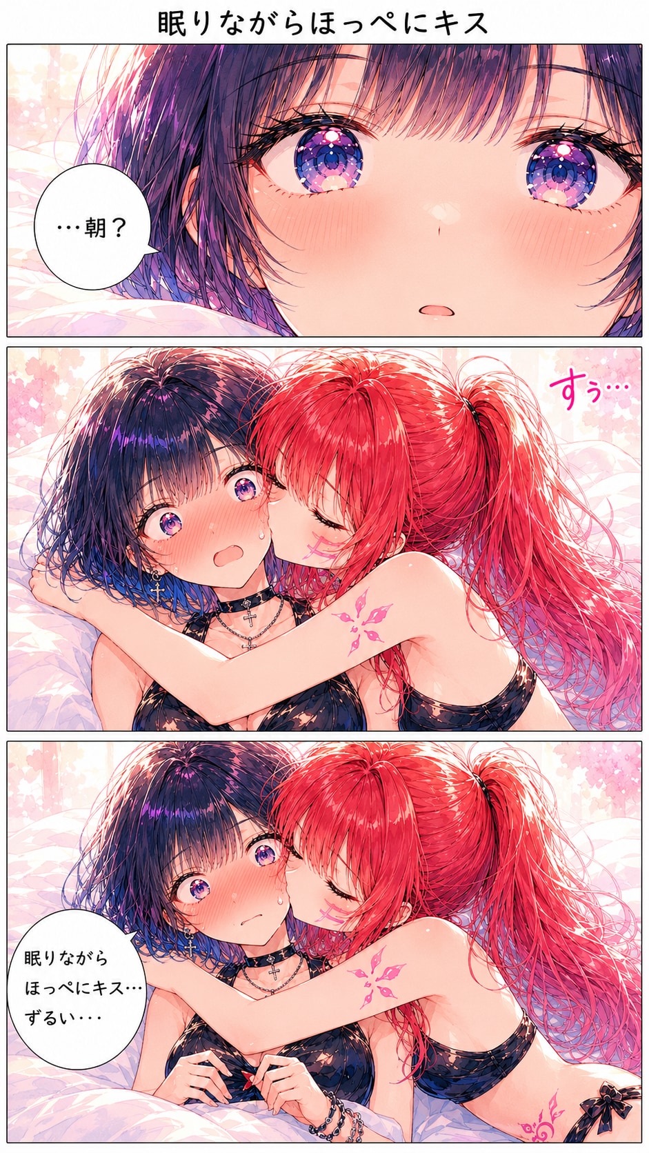 寝ぼけながらキス