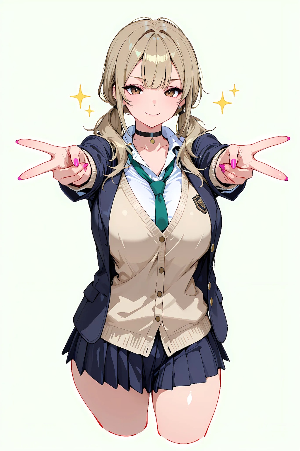 茶髪ギャルJK（おさげ）
