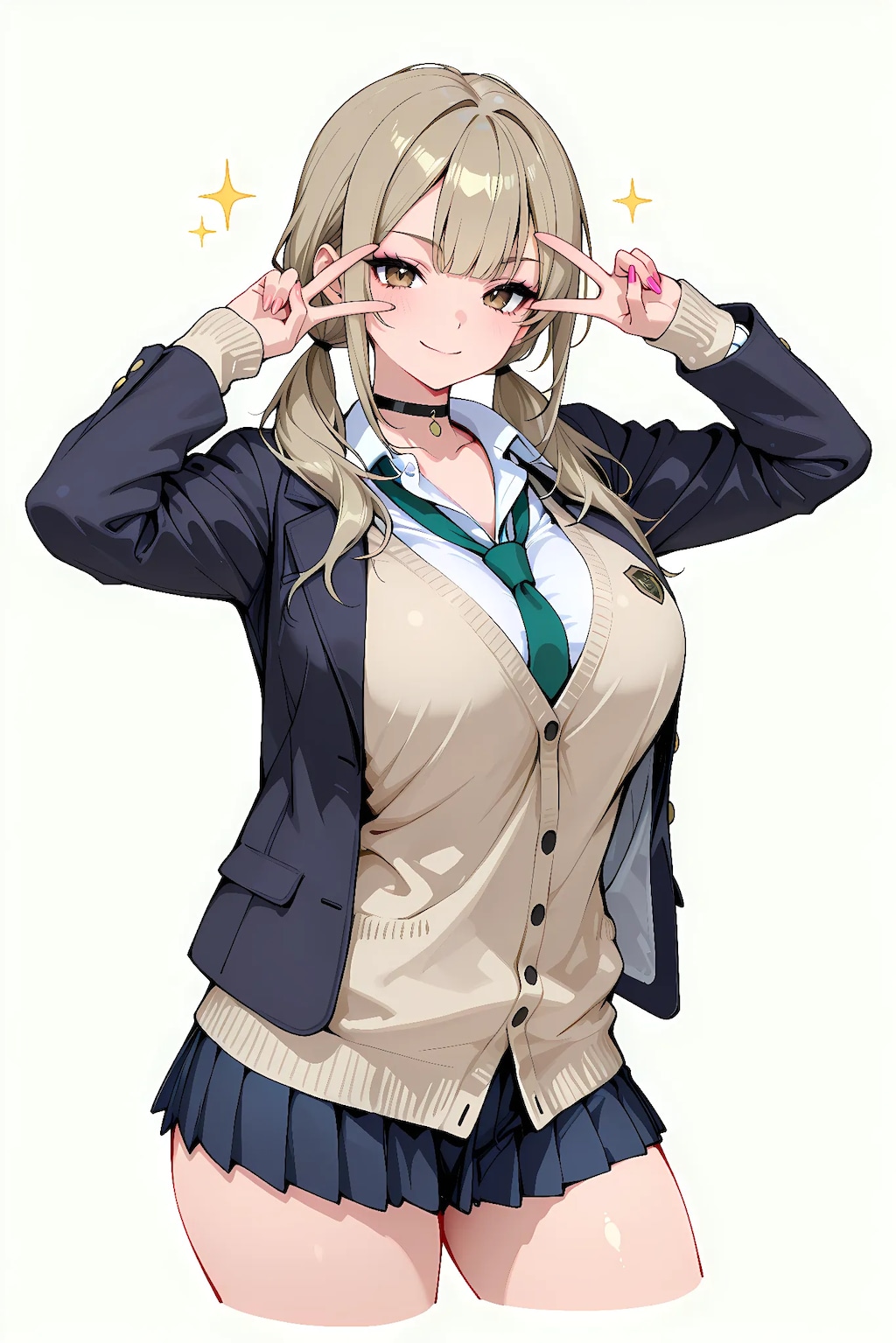 茶髪ギャルJK（おさげ）