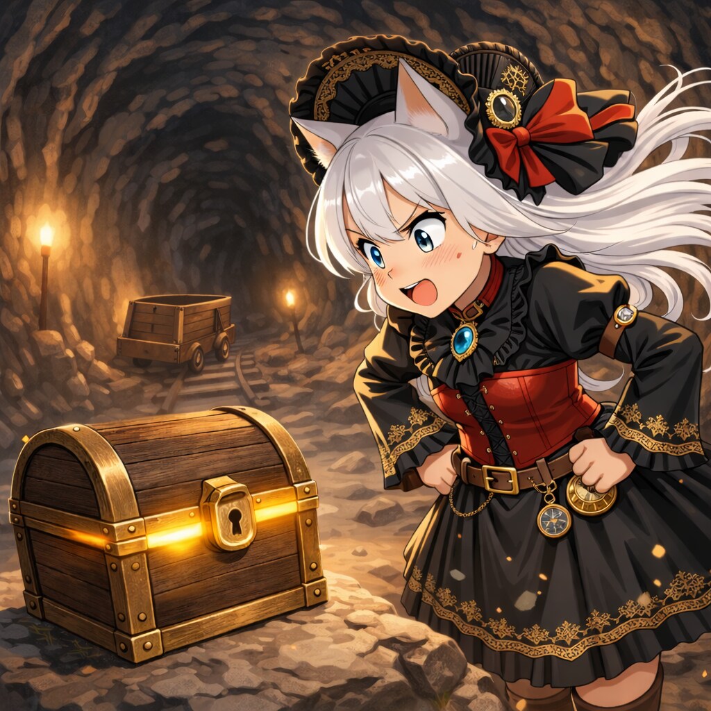 洞窟の奥で宝箱を見つけた！！