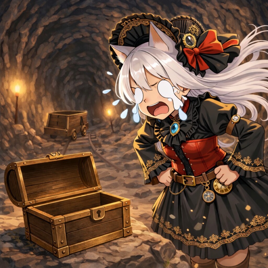 洞窟の奥で宝箱を見つけた！！