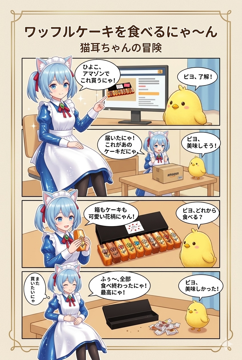 ワッフルケーキを食べるにゃ〜ん | の人気AIイラスト・グラビア