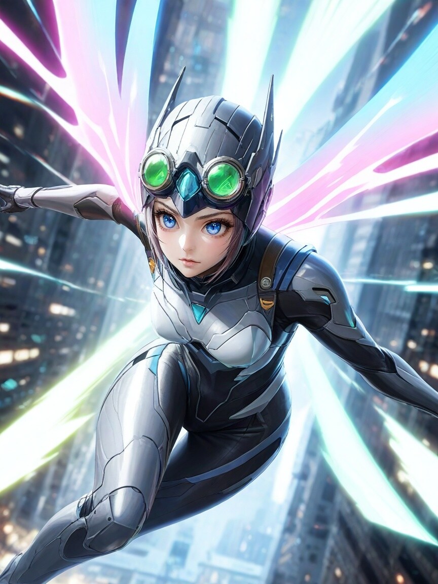 ヘルメット付きフライングEXOスーツ