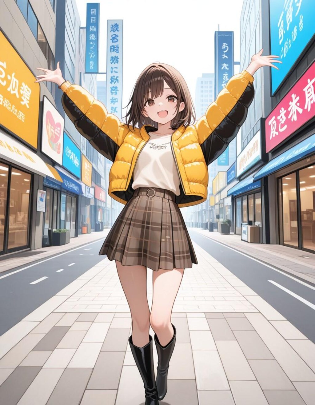 街に出て喜ぶ子