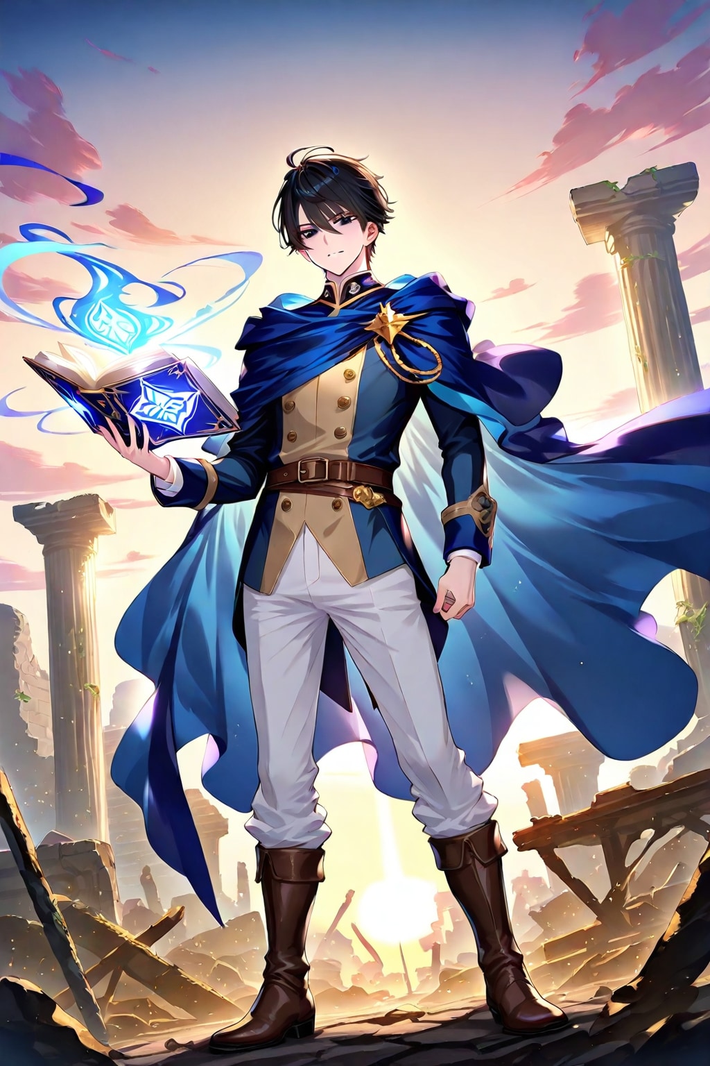 幻想的な古代遺跡の前、大柄な男性魔導士1-1-2-3-9-1 | の人気AIイラスト・グラビア