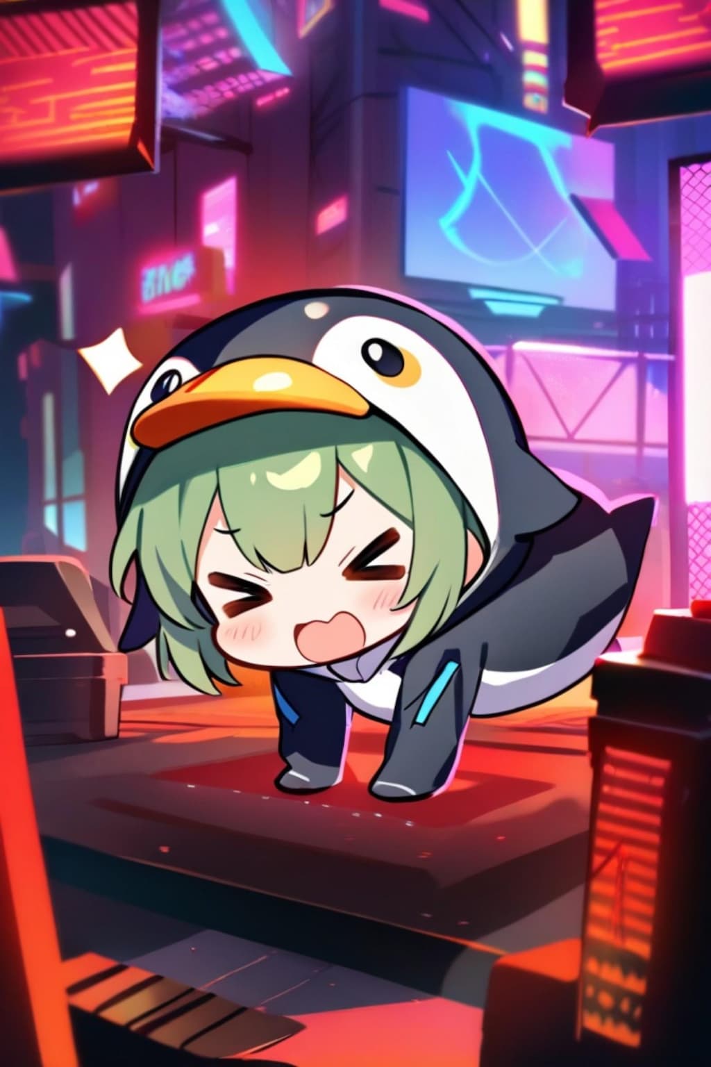 ペンギンの緑髪ちゃん