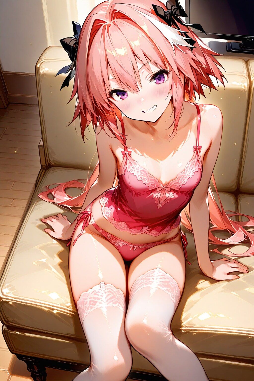 『えー、暑いしこの恰好でも大丈夫だって。君しか見ないし？　にひひ』アストルフォ
