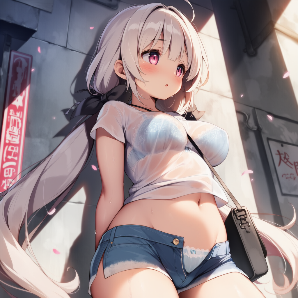 夕立でびっしょりの娘