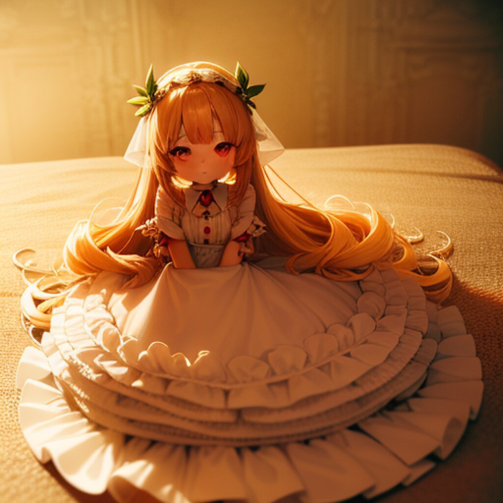 ベッドの上の中世人形