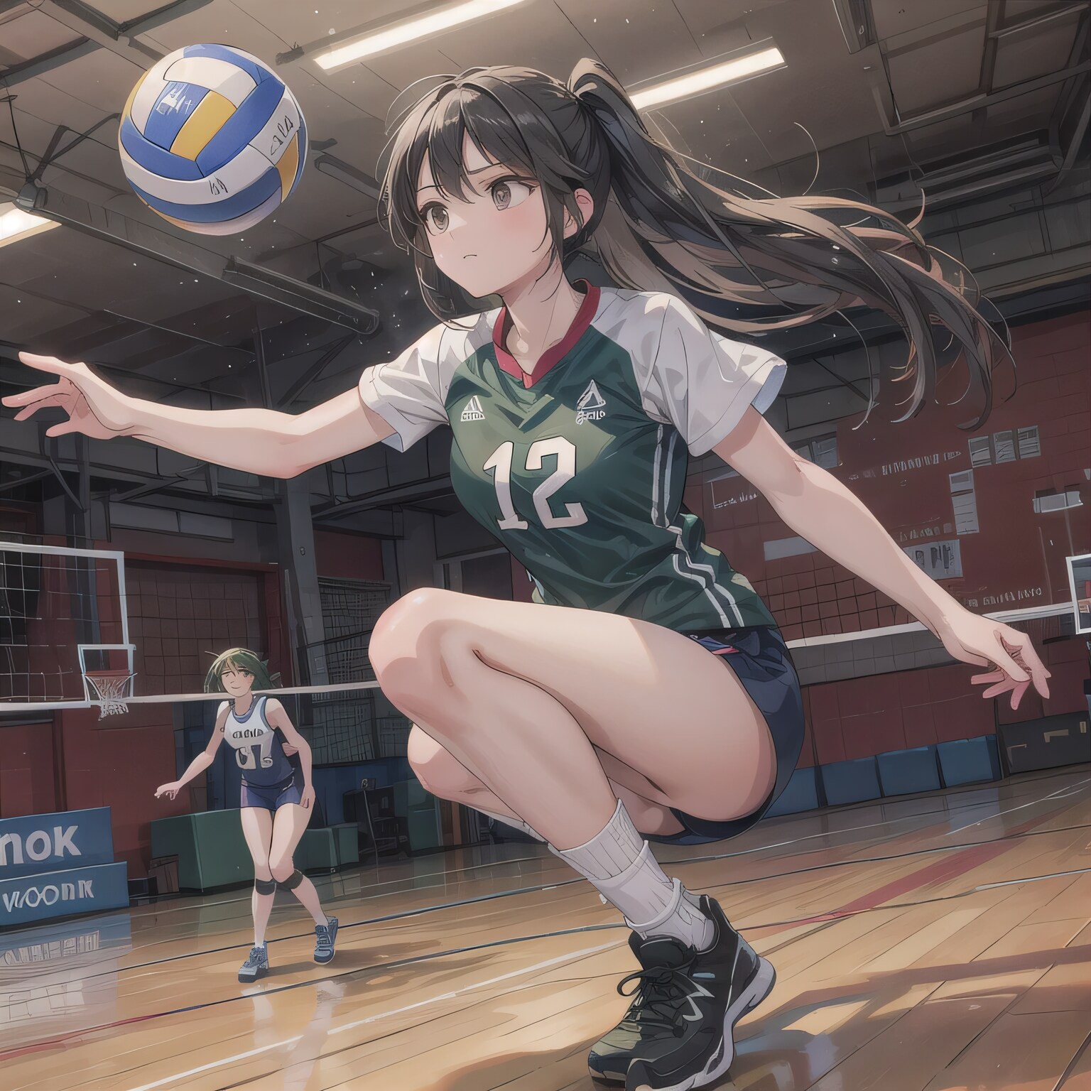 黒髪ポニテでユニフォームの少女１２ | の人気AIイラスト・グラビア