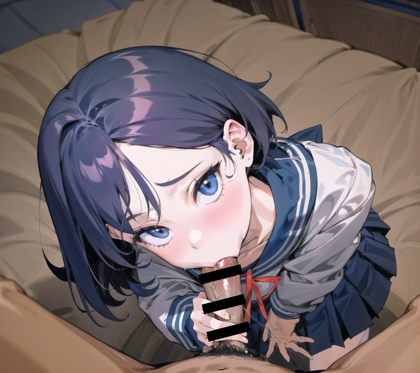 くわえるのに慣れてきたボランティア係ちゃん（仮）