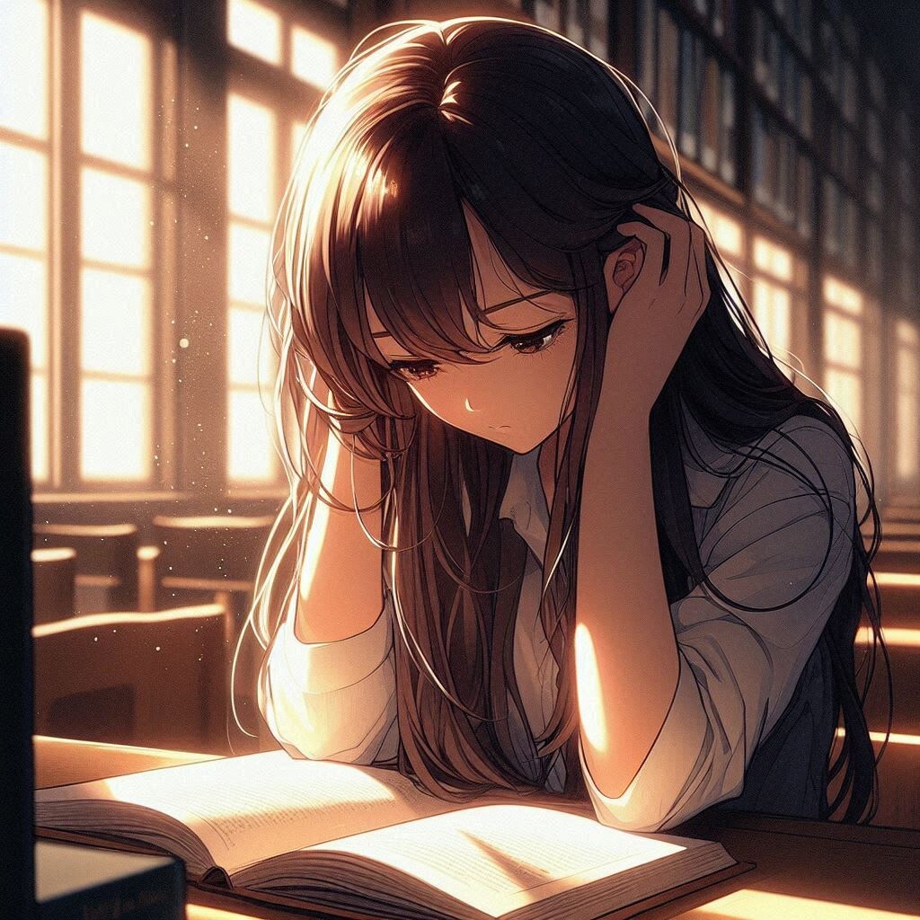 読書に集中する女の子