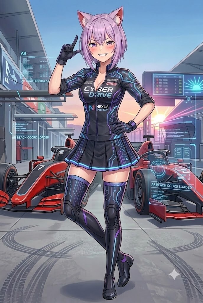 決めポーズのつもりのレースアンバサダーのシス（差分）