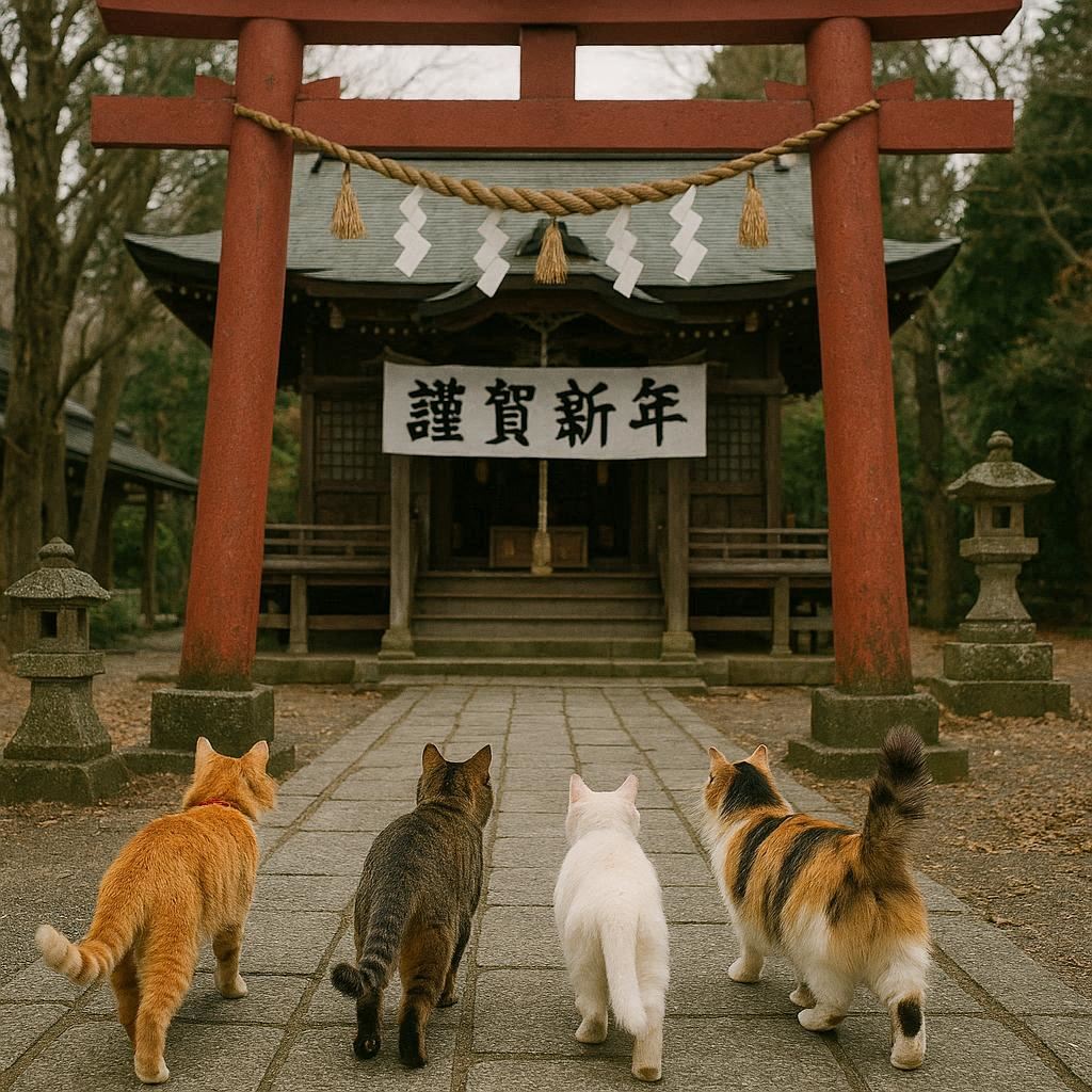 初詣に行く猫 | の人気AIイラスト・グラビア